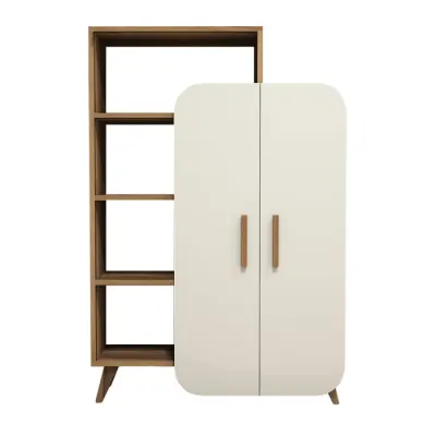 Biblioteca FORM, nuc + crem, 90x32x132 cm