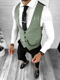 Vesta barbati eleganta slim fit verde B806 P20-5.1