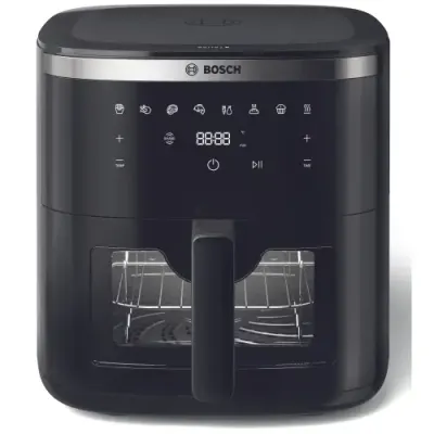 Friteuza cu aer cald Bosch MAF671B1, 1800W, 8 programe, Capacitate 7.2 l, set grill, Touch control, afisaj digital, curatare usoara, fereastra de monitorizare (Negru)