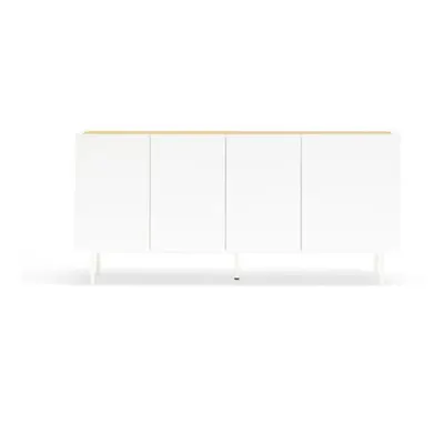 Comodă albă/în culoare naturală joasă cu aspect de lemn de stejar 165x78 cm Arista – Teulat