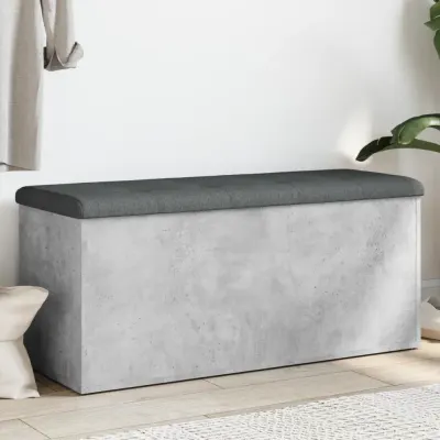 vidaXL Bancă de depozitare, gri beton, 102x42x45 cm, lemn prelucrat