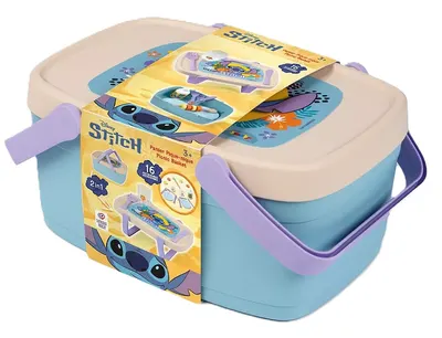 Set de joacă 2 în 1 Smoby - Coș de picnic Stitch, cu 16 accesorii