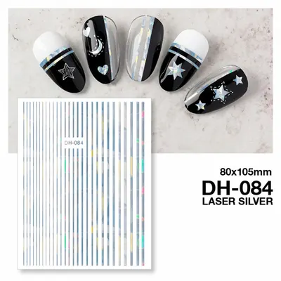 Matrita unghii autocolanta DH-084 - linii Laser Silver
