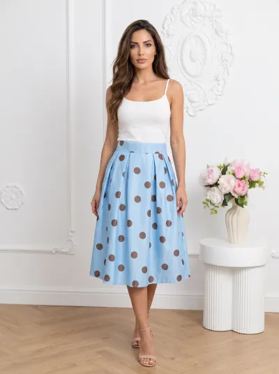 Fusta eleganta bleu cu buline si...