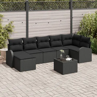 Gossi set de canapea de gradina cu 8 piese si pernite bej din ratan poli
