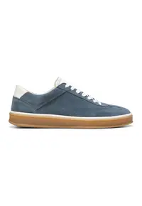 Pantofi sport de piele si piele intoarsa cu logo - Gri carbune