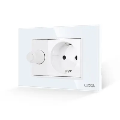 Intrerupator Mecanic cu Variator + Priza cu Rama din Sticla LUXION, Standard Italian, 3M