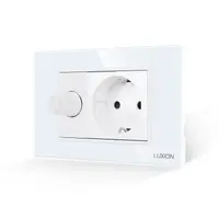 Intrerupator Mecanic cu Variator + Priza cu Rama din Sticla LUXION, Standard Italian, 3M