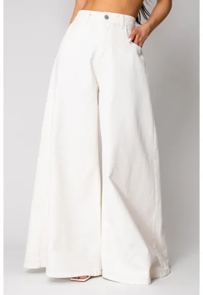 Blugi foarte largi din denim Off White 15784 - Alb