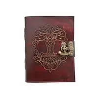 Jurnal vintage, 17.5x12.5cm, piele naturala, copac, Krashell, rosu