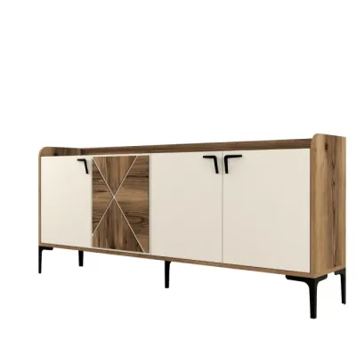 Comoda VENEDIK, nuc + crem, 180x35x78 cm