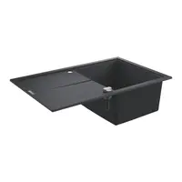Chiuveta compozit Grohe 31639AP0, 78 x 50 cm, reversibil, evacuare automata, Kit montaj si evacuare inclus, Granit negru