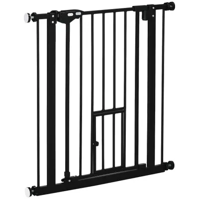 PawHut Portita pentru Caini Extensibila 74-80 cm cu Inchidere Automata, Neagra | Aosom Romania