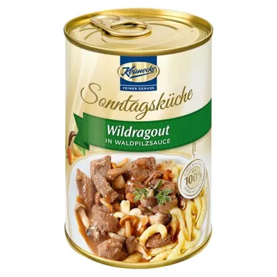 Ragu de Vanat in Sos de Ciuperci Salbatice, 400 g, Keunecke