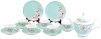 Set de porțelan pentru ceai Morello - Tiffany Blue Magnolia, 16 buc