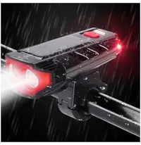 Far Solar 2 LED-uri si claxon detasabil, 5 moduri luminare, 6 melodii
