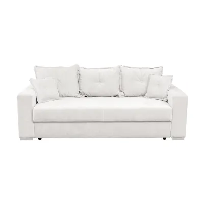 Canapea extensibila ARISSA, 3 locuri, cu arcuri, alb, 235x110x77 cm