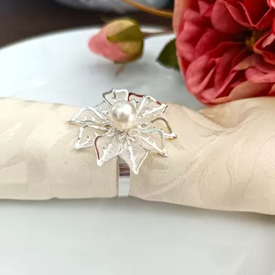 Inele de șervețel Morello - Silver Flower, 6 buc.
