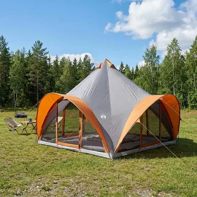 vidaXL Cort Tipi Gri și Portocalie 6 persoane Poliester și oțel