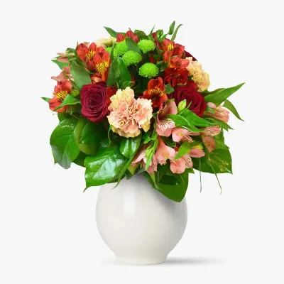Buchet cu alstroemeria si trandafiri