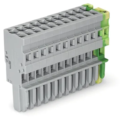 1-conductor female plug; 4 mm²; 12-pole; 4,00 mm²; gray, green-yellow