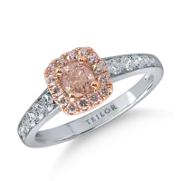Inel din aur alb-roz cu diamante roz cushion si rotunde si diamante incolore de 0.97ct