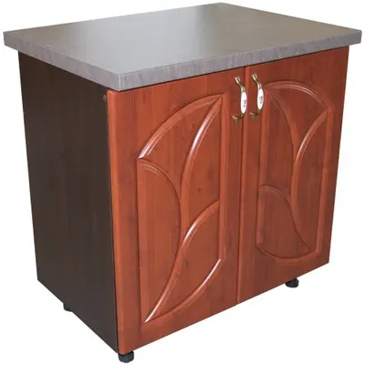 Masca pentru chiuveta cu 2 usi 80 cm Zebra, Wenge/MDF Cedru Frunza, cu blat Beton 80 x 85 x 60