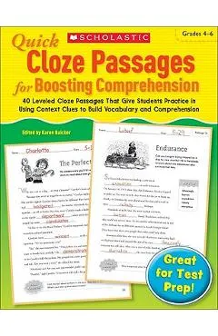 Quick Cloze Passages for Boosting Comprehension, Grades 4-6
