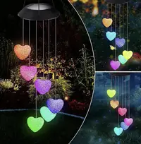Decoratiune solara, 6 inimi LED, joc de lumini