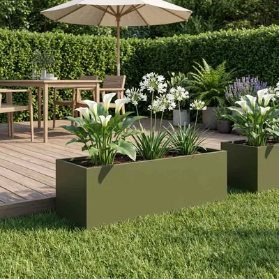 vidaXL Vază pentru Grădină Verde măsliniu 60 x 20 x 20 cm