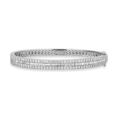 Bratara din aur alb cu diamante baguette si rotunde de 2.67ct