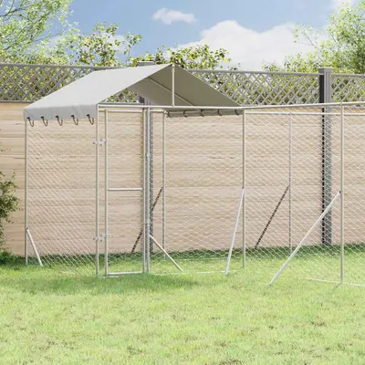vidaXL Padoc exterior cu acoperiș argintiu 10x6x2,5 m oțel galvanizat