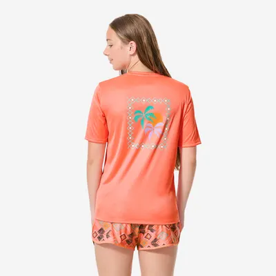Tricou anti UV 100 UPF50+, UV>95% Palms Corai Copii