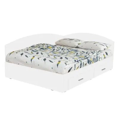 Pat Colt Alma 160x200 cm, cu 2 sertare laterale pe role, colt interschimbabil, alb