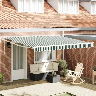 vidaXL Copertină retractabilă Verde 400 × 300 cm Poliester și metal