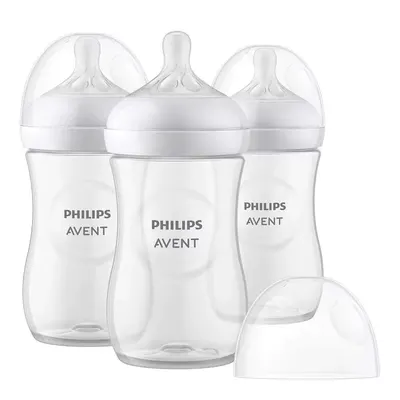Set 3 biberoane cu tetina silicon Avent Natural Response 260 ml 3-6 luni