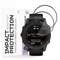 Folie Protectie Techsuit Nano Flex pentru Garmin Fenix 7 Pro Solar, Set 2 bucati, Plastic, Neagra
