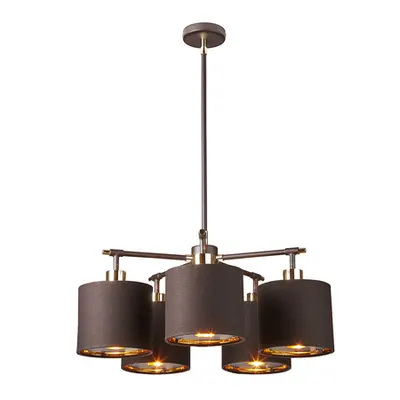 Corp de iluminat suspendat, lustra Balance 5 Light Chandelier – Brown and Polished Brass