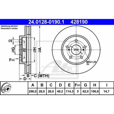 Disc frana ATE 24.0128-0190.1