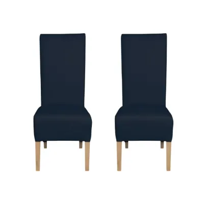 Set 2 scaune living VANESSA, picioare lemn natur, piele ecologica albastru, 47x60x110 cm
