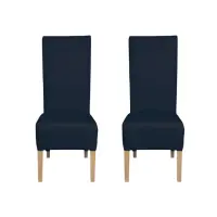 Set 2 scaune living VANESSA, picioare lemn natur, piele ecologica albastru, 47x60x110 cm