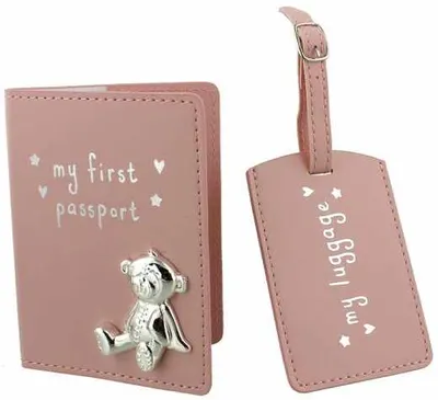 Carcasă pentru pașaport și carte de identitate Widdop - Button Corner, cu decor placat cu argint