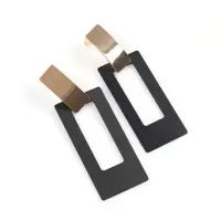 Cercei lungi rectangulari bicolori