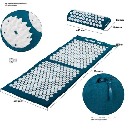 Covoras de presopunctura, MOVIT®, cu perna 130x50, albastru petrol