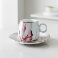 Set de cafea Morello - Marble, 6 cești cu farfurii, 200 ml, roz