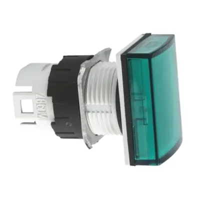 Capac de Lampa Pilot, Ø 16, dreptunghiular -Lentila Simpla Verde