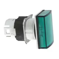 Capac de Lampa Pilot, Ø 16, dreptunghiular -Lentila Simpla Verde