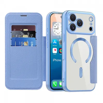 Husa MagSafe pentru Apple iPhone 17 Pro Max, Techsuit, SmartMag Book, Bleu