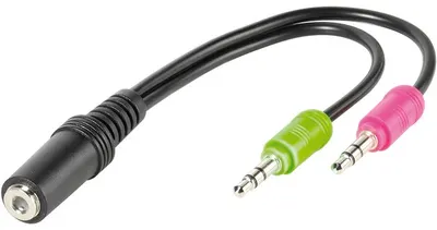 Adaptor pentru căști Vivanco - 45511, jack 3.5 mm, 0.10 m, negru