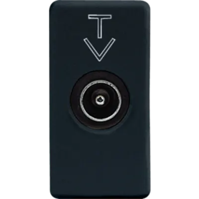 Coaxial Priza Tv Class a Shielding - Iec Male Connector 9,5 Mm - Feedthrough 14 Db - 1 Module - System Black